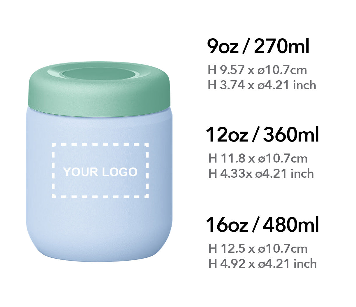 FOOD JAR - 9oz/12oz/16oz