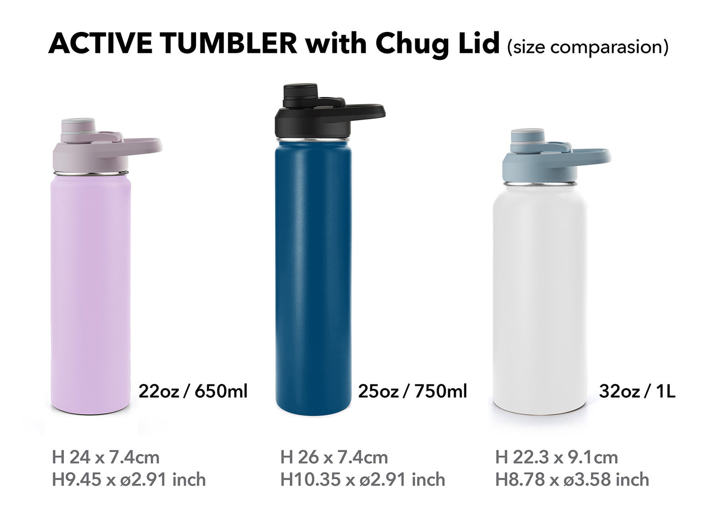 ACTIVE TUMBLER with Chug Lid - 22oz / 650ml